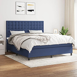 Maison Chic Lit adulte- Lit + matelas,Sommier à lattes de lit avec matelas Bleu 180x200 cm Tissu -GKD55425