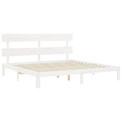 Maison Chic Lit adulte - Cadre Structure de lit avec tête de lit Contemporain blanc 200x200 cm bois massif -MN69646 pas cher