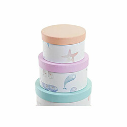 Avis Jeu de Caisses de Rangement Empilables DKD Home Decor Marin Rond Carton (37,5 x 37,5 x 18 cm)