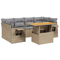 vidaXL Salon de jardin avec coussins 7 pcs beige résine tressée