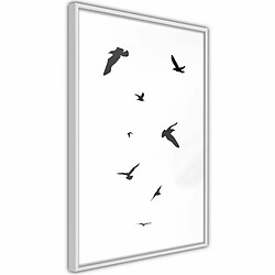 Paris Prix Affiche Murale Encadrée Birds 20 x 30 cm Blanc