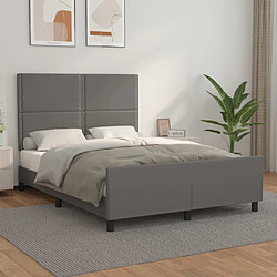 Maison Chic Cadre/structure de lit avec tête de lit pour adulte - Lit Moderne Chambre Gris 140x190 cm Similicuir -MN86621