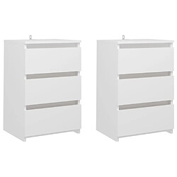 vidaXL Tables de chevet 2 pcs Blanc 40x35x62,5 cm Aggloméré