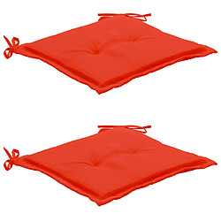 Decoshop26 lot de 2 coussins de chaise de jardin 100% polyester imperméable rouge 50x50x3 cm DEC021728