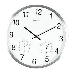 minimaliste non-coutil quartz horloge murale thermomètre hygromètre argent