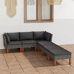 Maison Chic Salon de jardin 6 pcs + coussins - Mobilier/Meubles de jardin - Table et chaises d'extérieur Résine tressée Gris -MN73937