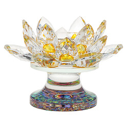 7 couleurs bouddhiste cristal lumière de thé en verre fleur de Lotus porte-bougie jaune