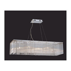 Luminaire Center Suspension Zanthe Rectangular 10 Ampoules chrome poli/verre transparent