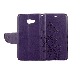 Wewoo Housse Étui Violet pour Samsung Galaxy A3 2017 / A320 Papillons Amour Fleurs Gaufrage Horizontal Flip en cuir avec support & Slots de cartes Portefeuille & Longe foncé pas cher