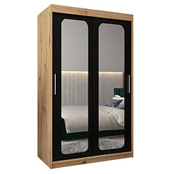 Abiks Meble Armoire PROMO T3 À Portes Coulissantes 200/120/62 2 Portes (Artisan/Noir)