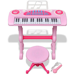 vidaXL Clavier jouet d'enfants et tabouret/microphone 37 touches Rose