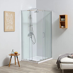 Kiamami Valentina PORTE COULISSANTE ET VERRE FIXE POUR CABINE DE DOUCHE EXTENSIBLE 110-120 | LEO