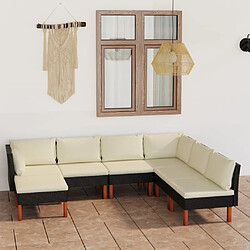 Maison Chic Salon de jardin 7 pcs + coussins - Mobilier/Meubles de jardin - Table et chaises d'extérieur Résine tressée Noir -MN12620