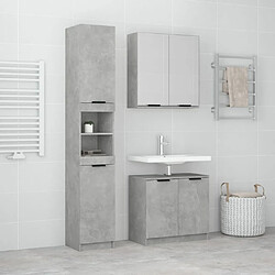 ComfortXL Ensemble D'armoires De Salle De Bain 3 Pièces Gris Béton