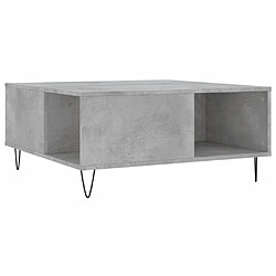 vidaXL Table basse gris béton 80x80x36,5 cm bois d'ingénierie