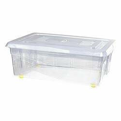 BigBuy Home Boîte de rangement avec roues Avec couvercle Transparent 32 L 59 x 39 x 20,5 cm