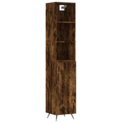 vidaXL Buffet haut Chêne fumé 34,5x34x180 cm Bois d'ingénierie