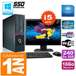 PC Fujitsu Esprimo E720 E85+ SFF I5-4570 16Go Disque 240Go SSD Wifi W7 Ecran 27" - Occasion