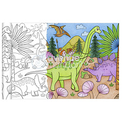 Ac-Deco Rouleau de papier à dessiner - Dinosaures - 4 x 4 x 35 cm - Blanc