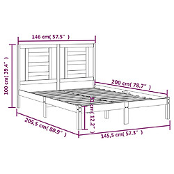 vidaXL Cadre de lit sans matelas blanc 140x200 cm bois de pin massif pas cher