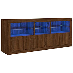 Maison Chic Commode Buffet - Meuble de rangement avec lumières LED chêne marron 162x37x67 cm -GKD35414