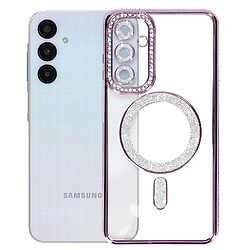 Avizar Coque Diamant pour Samsung Galaxy A25 MagSafe Contour Strass Violet