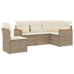 Maison Chic Salon de jardin avec coussins 5 pcs | Ensemble de Table et chaises | Mobilier d'Extérieur beige résine tressée -GKD26365