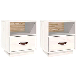 vidaXL Tables de chevet 2 pcs Blanc 40x34x45 cm Bois de pin massif