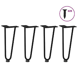 vidaXL Pieds de table en forme d'épingle à cheveux 4 pcs noir 30 cm