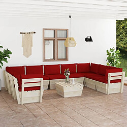 Maison Chic Salon de jardin palette 10 pcs avec coussins - Table et chaises d'extérieur - Mobilier/Meubles de jardin Moderne - Table et chaises d'extérieur - Mobilier/Meubles de jardin Moderne épicéa imprégné -MN74978