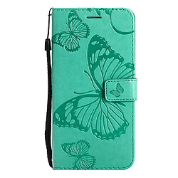 Etui en PU + TPU motif papillons avec support et sangle vert pour votre Realme C21