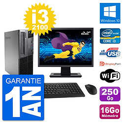 PC Lenovo M82 SFF Ecran 22" Intel i3-2100 RAM 16Go Disque 250Go Windows 10 Wifi - Occasion