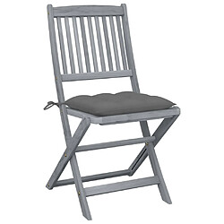 vidaXL Chaises pliables d'extérieur lot de 2 et coussins Bois d'acacia