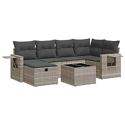 vidaXL Salon de jardin avec coussins 7 pcs gris clair résine tressée