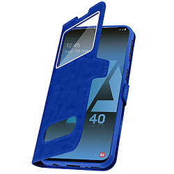 Avizar Housse Samsung Galaxy A40 Étui Double Fenêtre Fonction Stand Coque Souple bleu