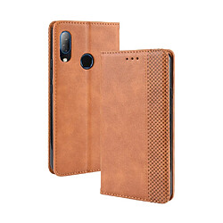 Wewoo Housse Coque Étui en cuir à boucle magnétique avec rétro pour Crazy Horse Texture horizontale HTC U19Eavec support & fentes cartes et cadre photo Marron