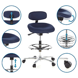 Siège technique / Tabouret technique / Tabouret pivotant WORK MF, tissu bleu, chromé hjh OFFICE