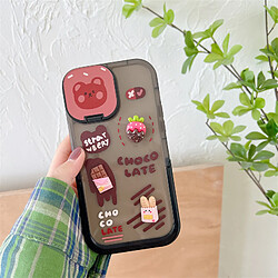 GUPBOO Étui pour iPhone13 Mignon ours et lapin autocollant fille téléphone étui miroir support