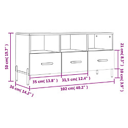 vidaXL Meuble TV noir 102x36x50 cm bois d'ingénierie pas cher