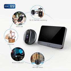 Universal Clochette WiFi intelligente avec caméra 720p/110 ° Vidéo Voyeur Site 4.3 (gris)