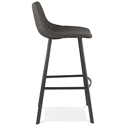 Avis Alterego Tabouret de bar 'FUJI' en microfibre gris foncé avec pied en métal noir