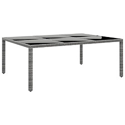 vidaXL Table de jardin 200x150x75 cm Verre trempé/résine tressée Gris