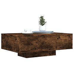 Maison Chic Table basse pour salon | Table à café avec lumières LED chêne fumé 85x55x31 cm -GKD33682 pas cher