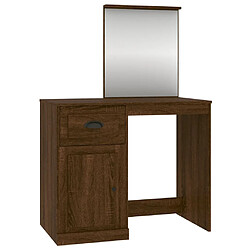 Helloshop26 Coiffeuse table de maquillage design meuble mobilier de chambre et miroir 90 x 50 x 132,5 cm bois ingénierie chêne marron 02_0006410