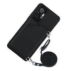 Coque en TPU + PU Peau caoutchoutée avec support et porte-cartes noir pour votre Xiaomi Redmi Note 10 Pro/Redmi Note 10 Pro Max