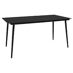 Maison Chic Mobilier à dîner 7 pcs de jardin - Ensemble table et chaises d'extérieur - Salon/Mobilier de jardin classique Corde en coton et acier Noir -MN30334