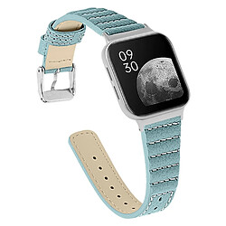 Bracelet en cuir véritable texture ondulée avec boucle, bleu pour votre Oppo Watch 41mm