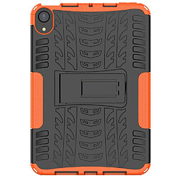 Coque en TPU texture de pneu, antichoc avec béquille orange pour votre Apple iPad mini 6 (2021)