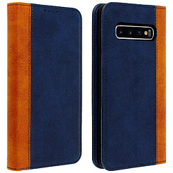 Avizar Housse Galaxy S10 Etui Folio Rangement carte Fonction support Bleu nuit