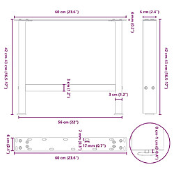 vidaXL Pieds de table basse blanc 2 pcs 60x(42-43) cm acier pas cher